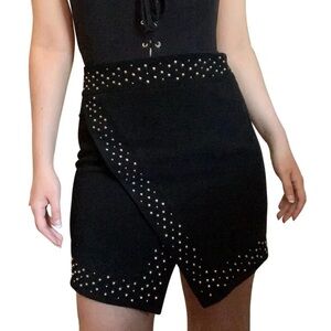 Intermix Black Suede Skirt with Silver Studs